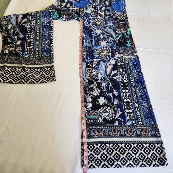 Chicos Women 1/8-M Paisley Floral Artisan Pull On Wide Leg Palazzo Pants Boho - Picture 10 of 11